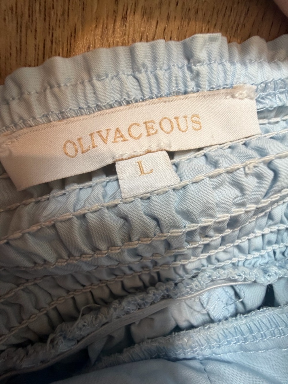 Olivaceous Baby Blue Puff Sleeve Babydoll Dress Size Large - Picture 9 of 14